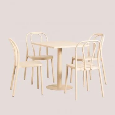 Set di Tavolo Quadrato 70x70 cm e 4 Sedie da Giardino Mizzi Beige a - Sklum