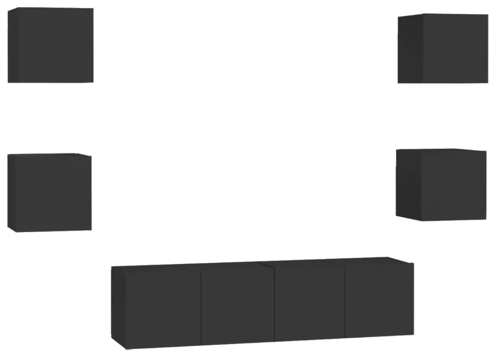 Set mobile tv 6 pz nero in truciolato