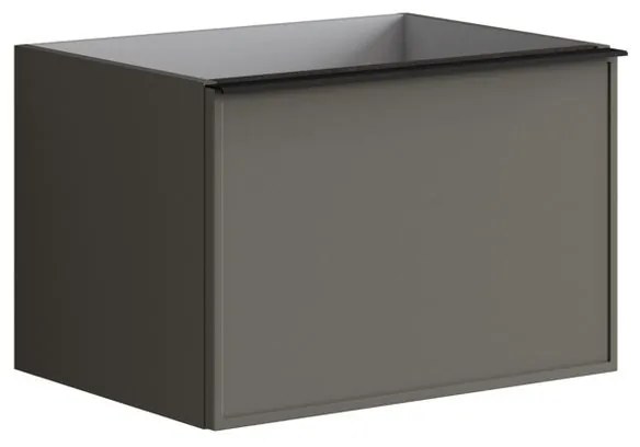 Mobile da bagno sotto lavabo Pixel frame grigio carbone e maniglia alluminio nero laccato L 60 x H 40 x P 45.5 cm 2 cassetti, lavabo non incluso