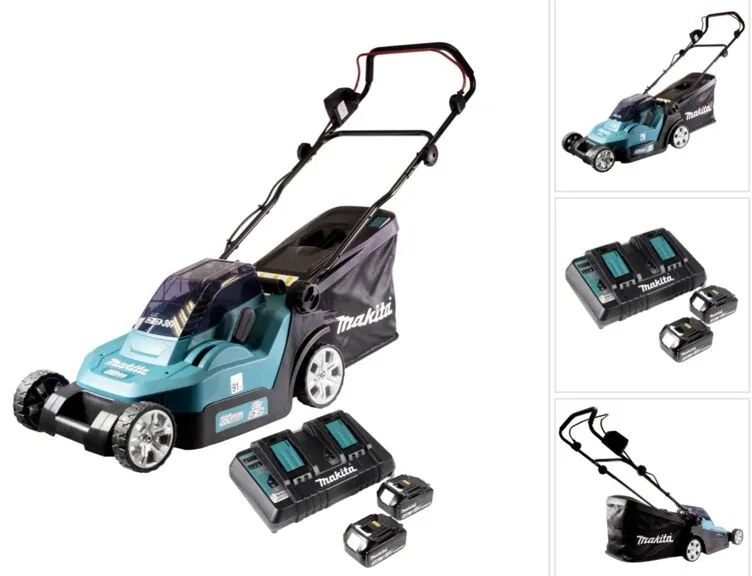 Dlm 432 PF2 36 v ( 2x 18 v ) tosaerba a batteria da 43 cm senza spazzole + 2x batteria da 3,0 Ah + doppio caricabatterie - Makita