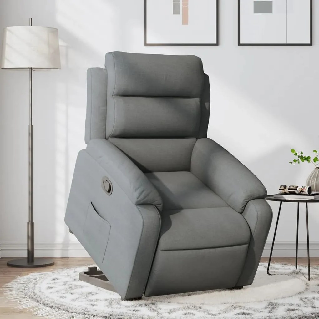 Poltrona Alzapersona Reclinabile Grigio Scuro İn Tessuto /