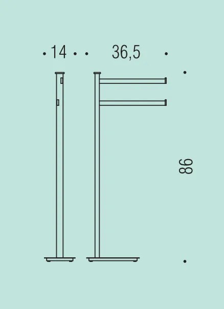 Colombo Design Units B91030NM Piantana portasciugamani doppia a pavimento Nero Opaco