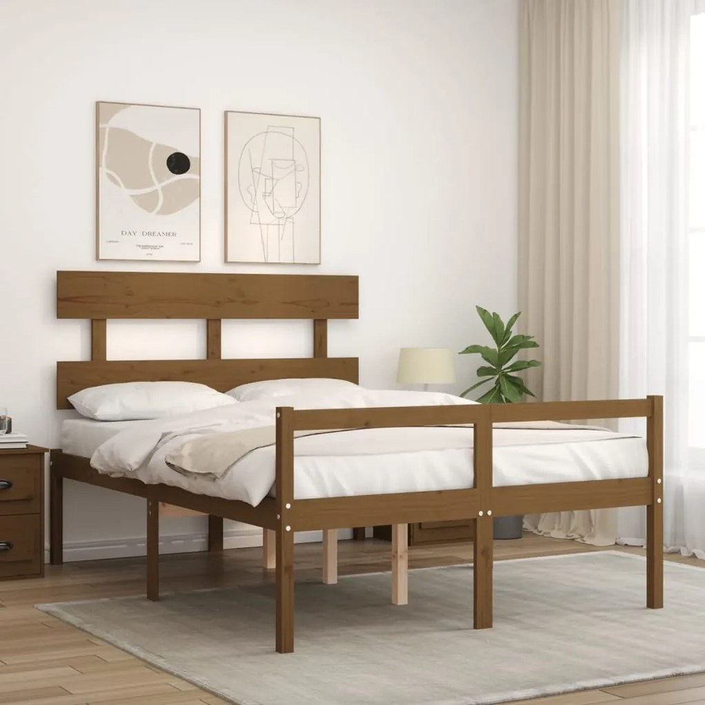 Letto per Anziani con Testiera Miele Double in Legno Massello