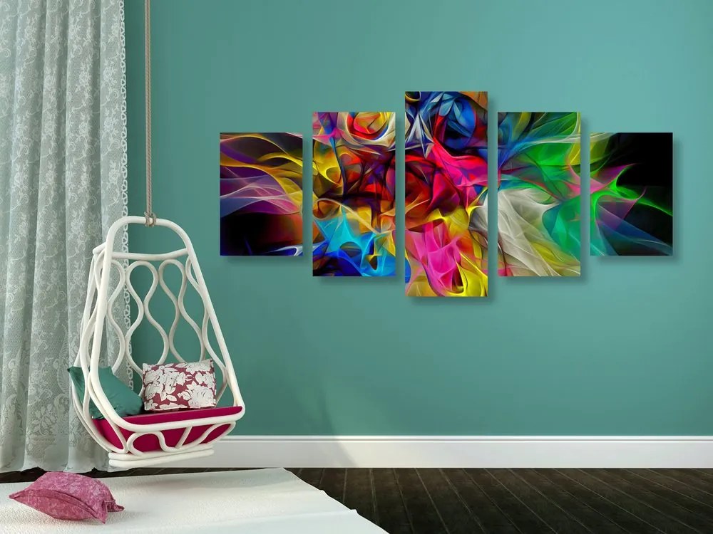 Quadri 5 pezzi – Caos colorato astratto