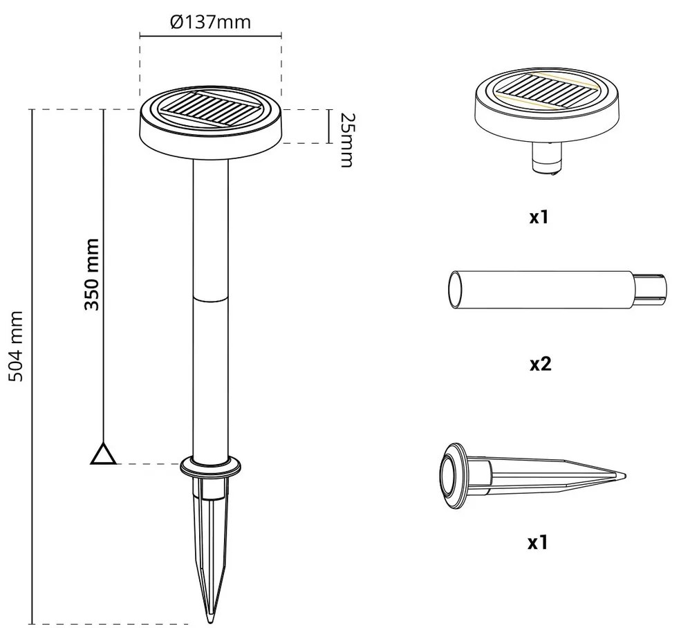Lampada Solare da Giardino a Picchetto IP65 35cm CCT 120 lumen Colore Bianco Variabile CCT
