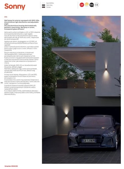 Redo 90635 - Lampada LED da esterno SONNY 2xLED/5W/230V 2200/3000/4000K IP54 bianco