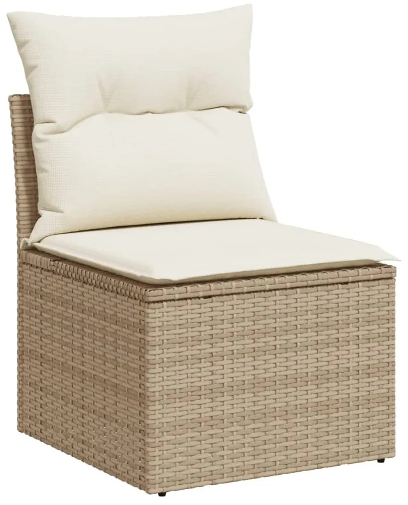 Set Divani da Giardino 14pz con Cuscini in Polyrattan Beige