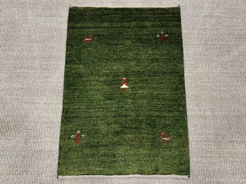 Gabbeh Tappeto 90 x 60 Verde (Iran) Annodato A Mano