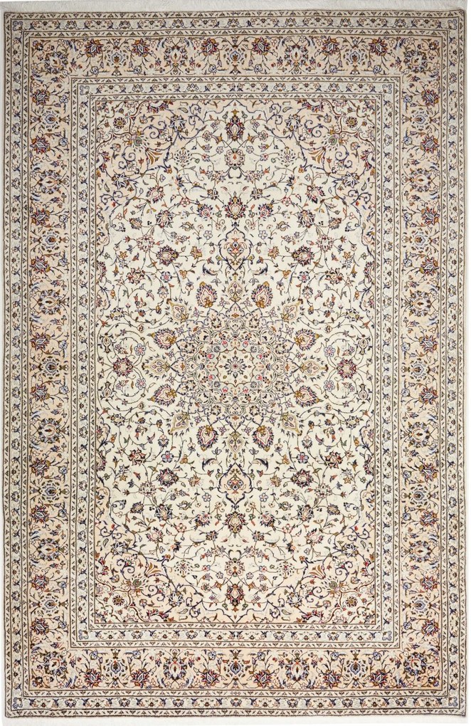 Kashan Tappeto 200x300 Beige (Iran) Annodato A Mano