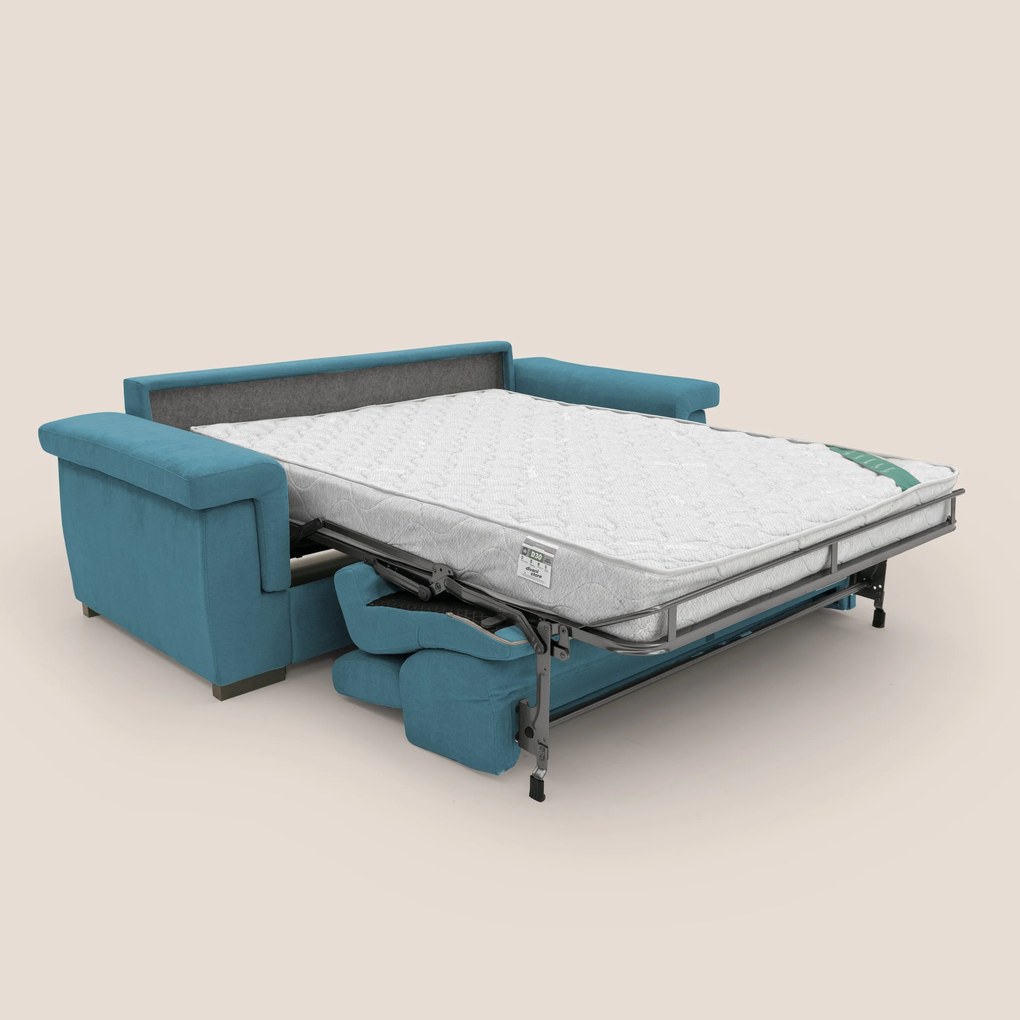 Bjorn divano letto sfoderabile con materasso H18 cm e poggiatesta reclinabili in tessuto impermeabile T02 azzurro