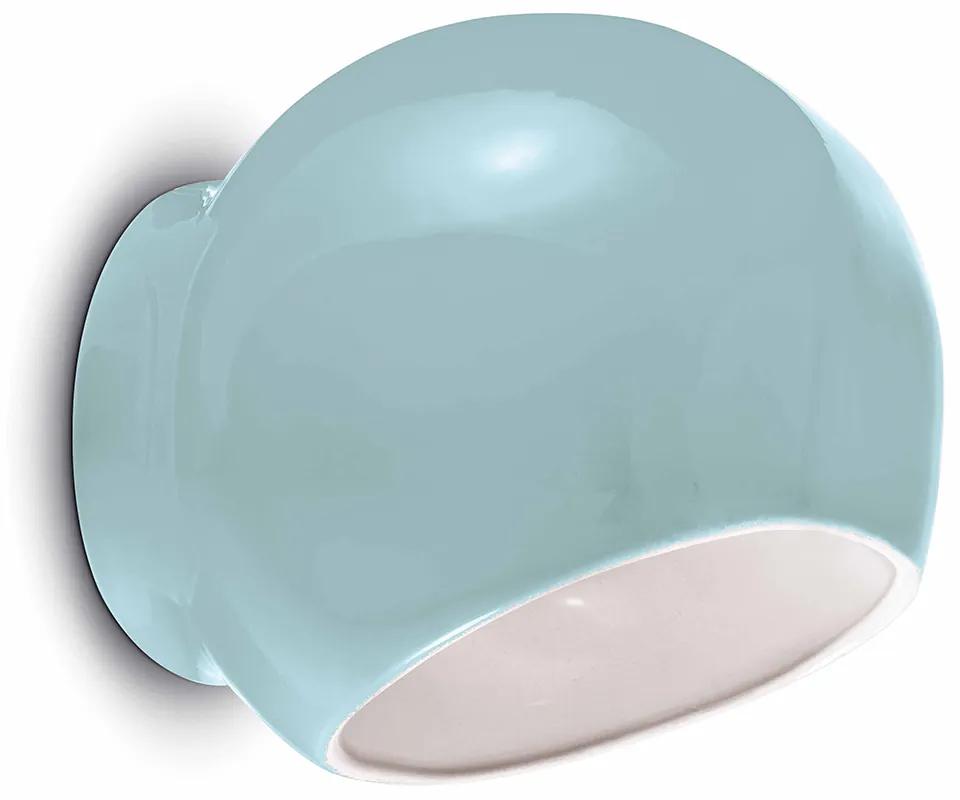 Applique Vintage Decò Ayrton Ceramica Azzurro 1 Luce E27