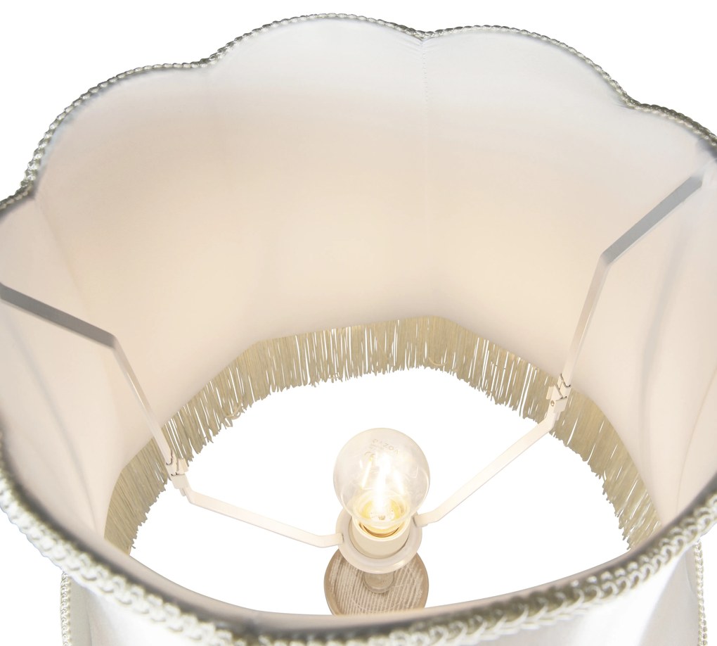Lampada da terra grigia con paralume granny crema - Classico