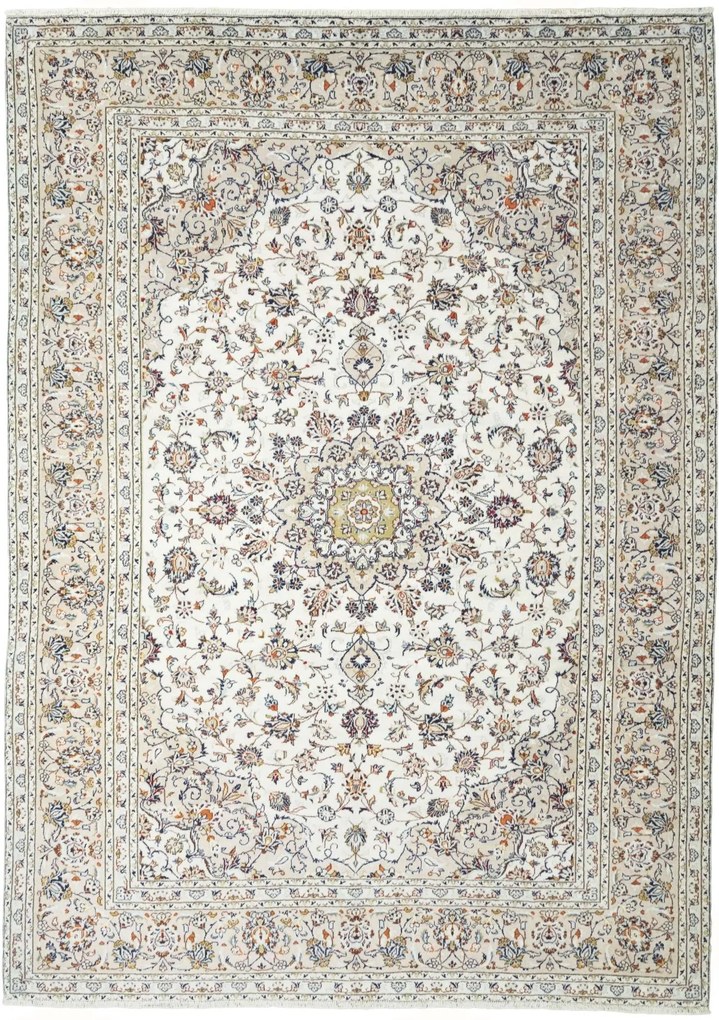 Kashan Tappeto 250x350 Beige (Iran) Annodato A Mano