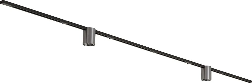 Modern railsysteem zwart met 2 spots gunmetal 1-fase - Iconic Rondoo Up