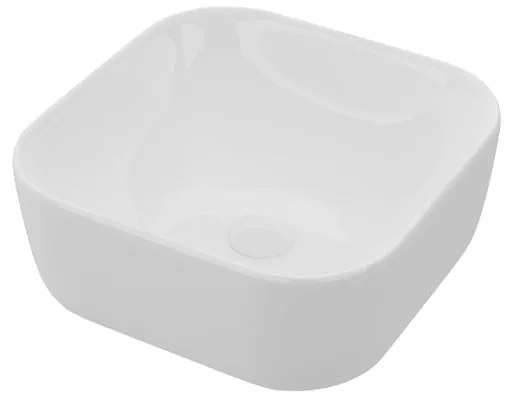 Lavabo da appoggio Kros quadrato in ceramica L 39 x P 40 x H 14 cm bianco