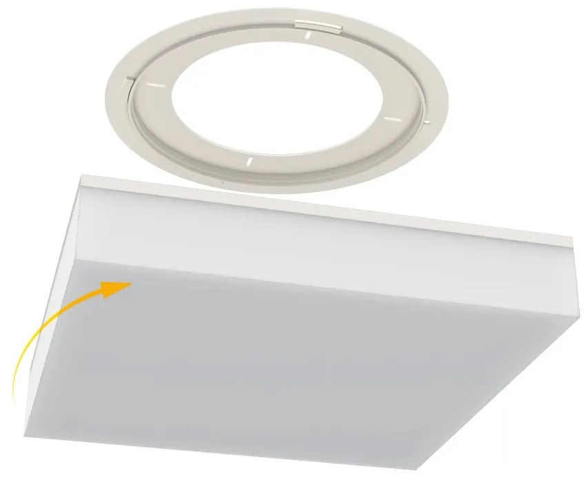 Plafoniera LED Regolabile 18W, 24W, 30W, Quadrata, CCT, IP54 33x33 cm Colore Bianco Variabile CCT