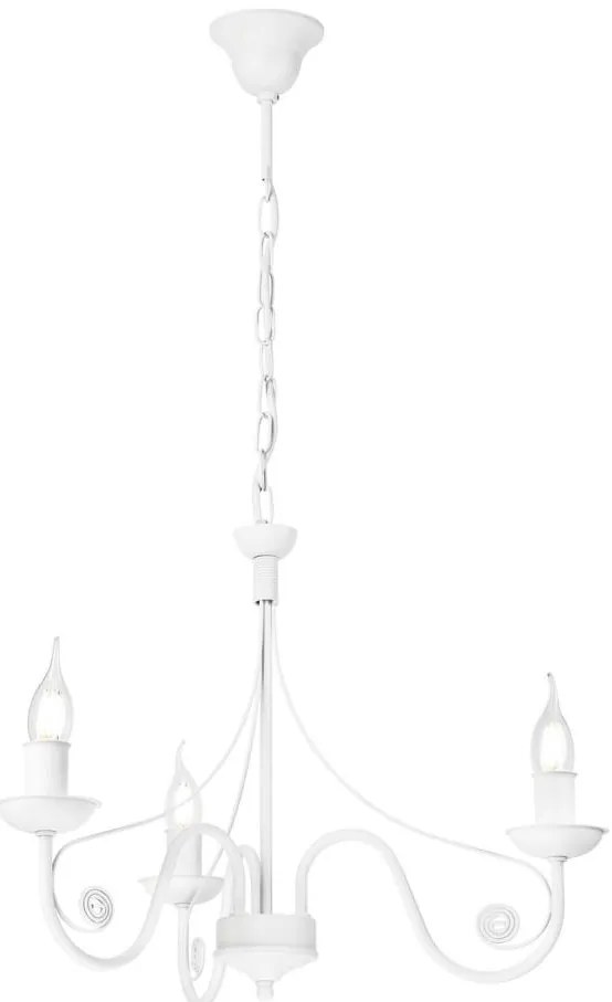 Lampadario a sospensione con catena DONATO 3xE14/40W/230V bianco