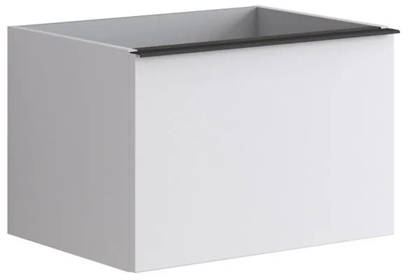 Mobile da bagno sotto lavabo Pixel plain bianco e maniglia alluminio nero laccato L 60 x H 40 x P 45.5 cm 2 cassetti, lavabo non incluso