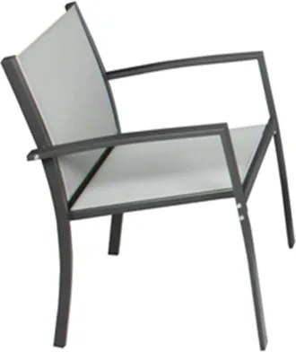 Salotto da esterno in acciaio verniciato con divano, poltrone e tavolo Sierra Grigio