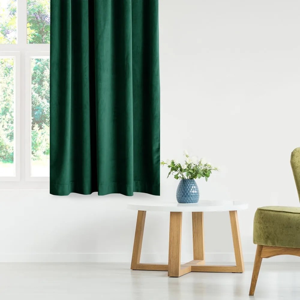 Tenda parzialmente oscurante verde scuro in velluto 140x270 cm Eyelets – Restilo