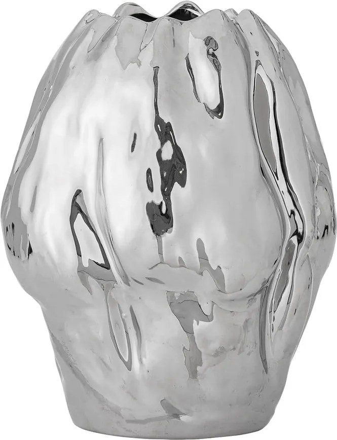 Vaso argentato in gres (altezza totale 29 cm) Bobby – Bloomingville