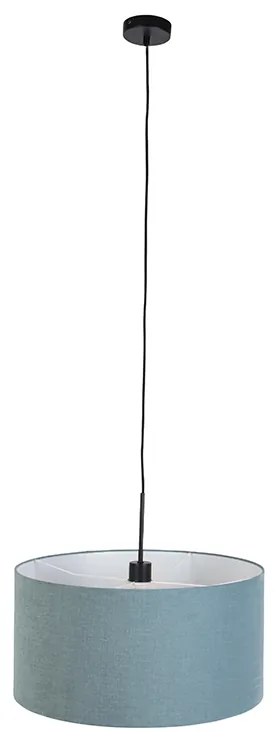 Lampada a sospensione nera con paralume blu 50 cm - Combi 1