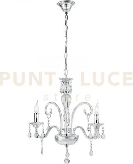 Lampadario cristallo trasparente 3 luci attacco e14 66x135cm