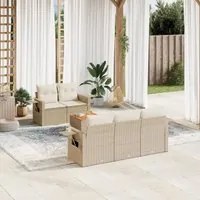 Set Divano da Giardino 6 pz con Cuscini Beige in Polyrattan 3224448