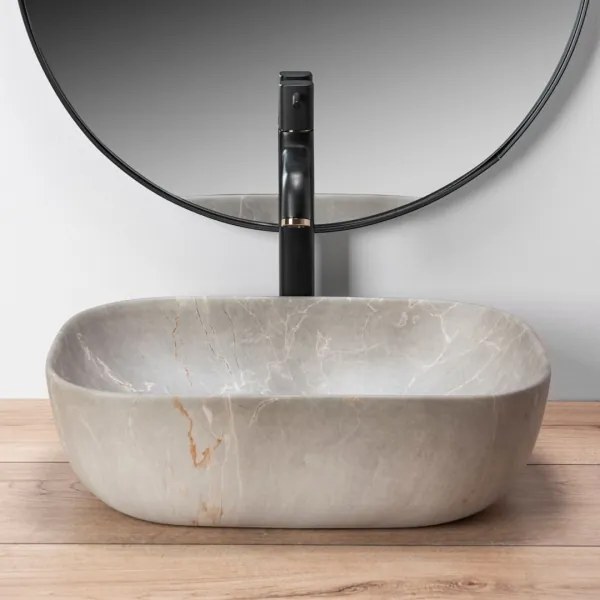 REA-U3802 - Lavabo da appoggio LIVIA 33,5x46,5 cm ceramica/grigio/effetto marmo