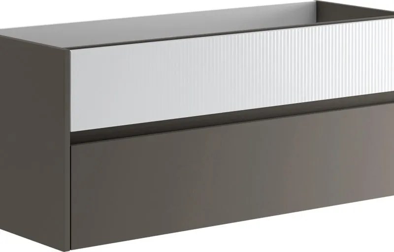 Mobile da bagno sospeso sotto lavabo Niwa 2 cassetti L 119.5 x H 50 x P 45.5 cm grigio laccato e bianco cannettato
