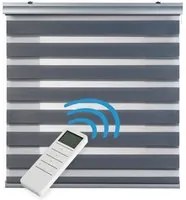 Tenda motorizzata Giorno e Notte Plus Tende a rullo a doppio velo con motore e comando, batteria Finiture in alluminio premium Grigio 160 x 250cm