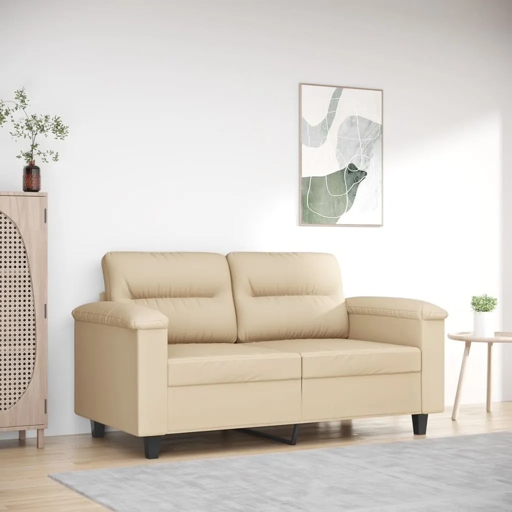 Divano A 2 Posti Crema 120 Cm İn Tessuto Microfibra /