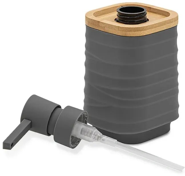 Dispenser sapone da appoggio grigio in abs e bambù Wave
