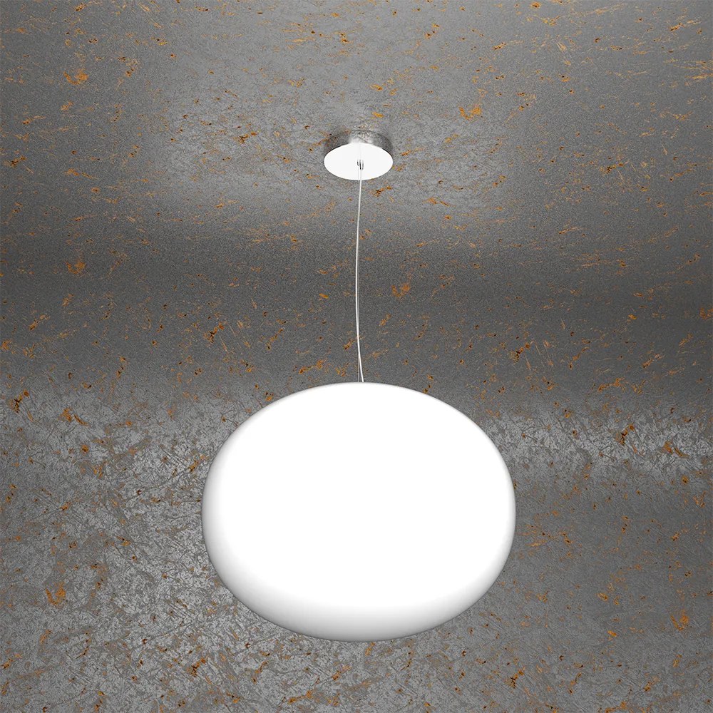 Sospensione Contemporanea Soft Metallo Cromo Vetro Acidato Opaco 1 Luce E27 45Cm