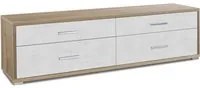 Mobile Basso 4 Cassetti 179x50x47 cm Noce Stelvio/Ossido Bianco