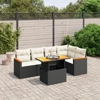 Set Divano da Giardino 6 pz con Cuscini Nero in Polyrattan 3273065