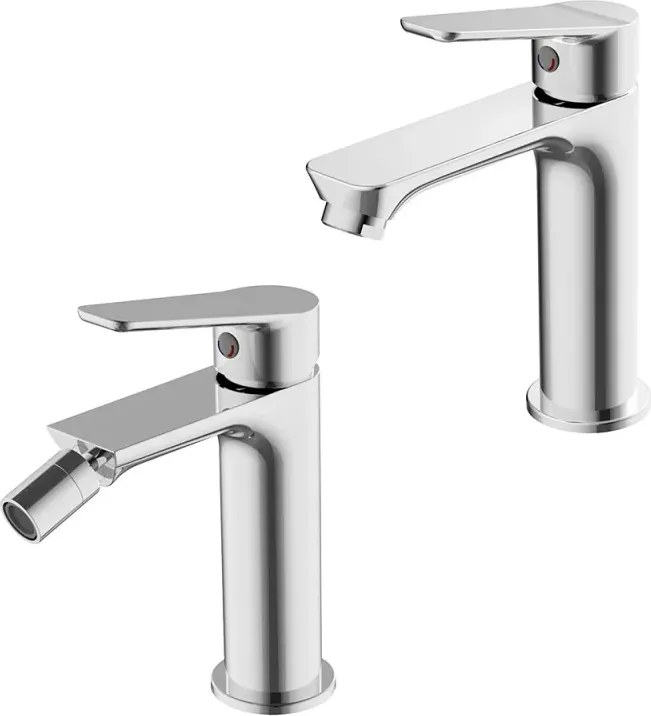 Set rubinetti lavabo e bidet in ottone cromo con piletta click clack linea Vegas