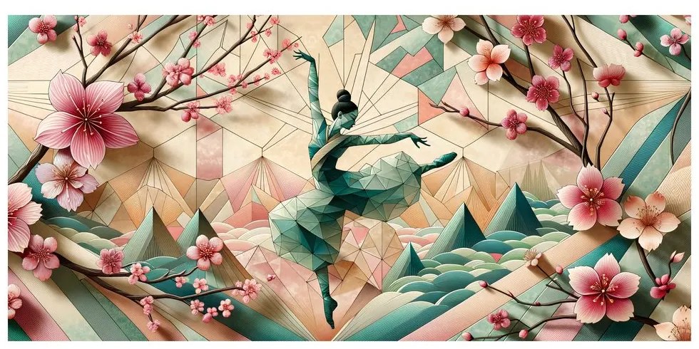 Quadro su tela – Ballerina astratta tra i fiori