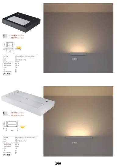 Redo 01-3016 - Applique da parete LED LAMINA 2xLED/15W/230V CRI 90 nera