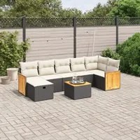 Set Divani da Giardino con Cuscini 8 pz Nero in Polyrattan 3265753