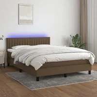 Letto a Molle Materasso e LED Marrone Scuro 140x200 cm Tessuto cod mxl 39458