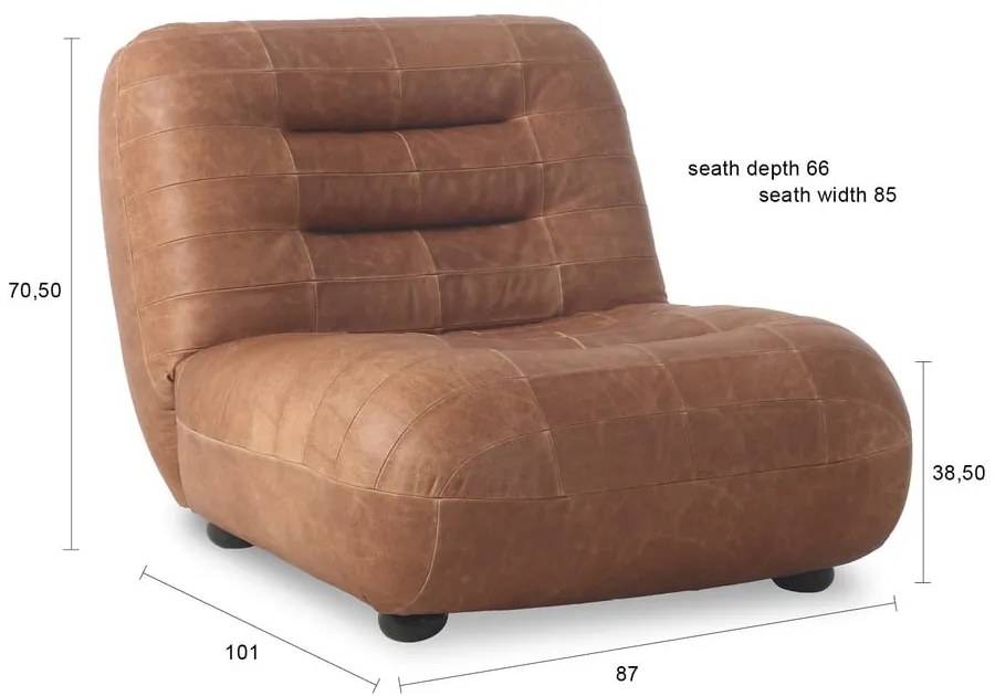 Poltrona marrone cognac con rivestimento in pelle Wyatt – Dutchbone