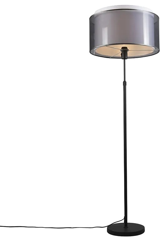 Lampada da terra nera con paralume nero/bianco 47 cm regolabile - Parte