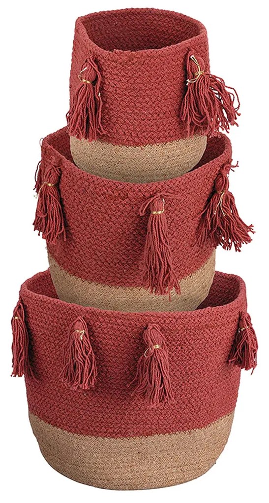Set 3 cestini per pane color ruggine in cotone