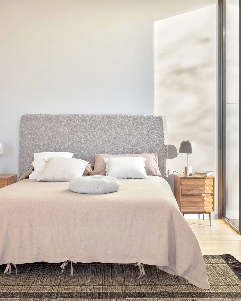 Kave Home - Testiera sfoderabile Dyla in shearling grigio chiaro per letto da 160 cm
