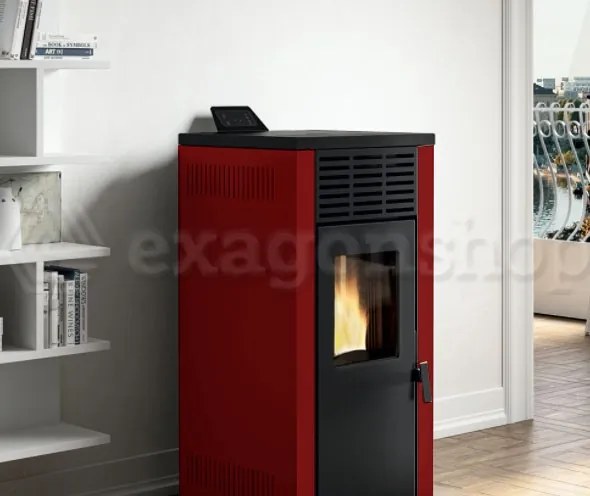 Royal Jada 8 Stufa A Pellet Ad Aria 8 Kw Serbatoio 19 Kg 45x59x102 Cm In Acciaio Rosso