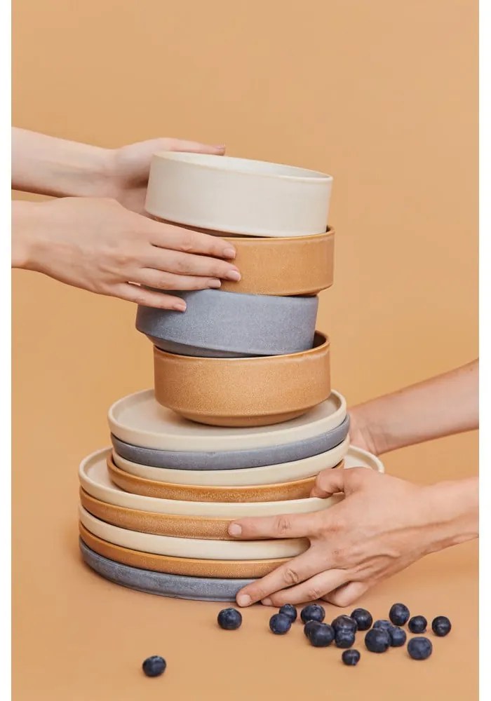 Set di 18 piatti in gres color salmone Malia - Bonami Selection