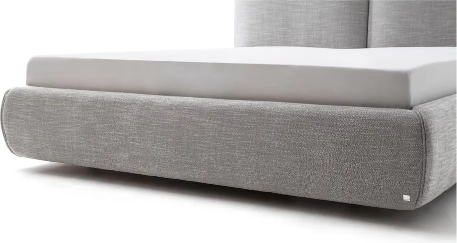 Letto matrimoniale imbottito grigio con contenitore con rete inclusa 180x200 cm Atesio – Meise Möbel