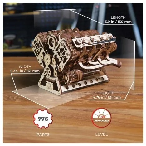 Ugears - Puzzle meccanico 3D in legno Motore V8