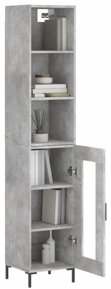 Credenza grigio cemento 34,5x34x180 cm in legno multistrato